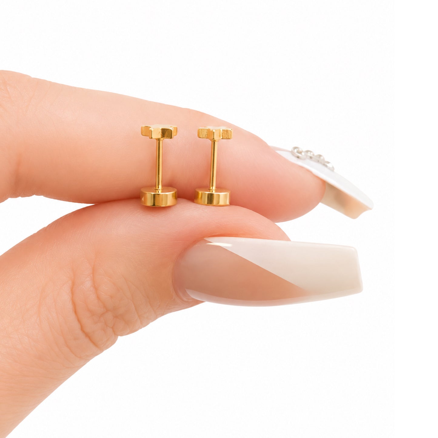 Tiny Gold Star Flat Back Stud Earrings