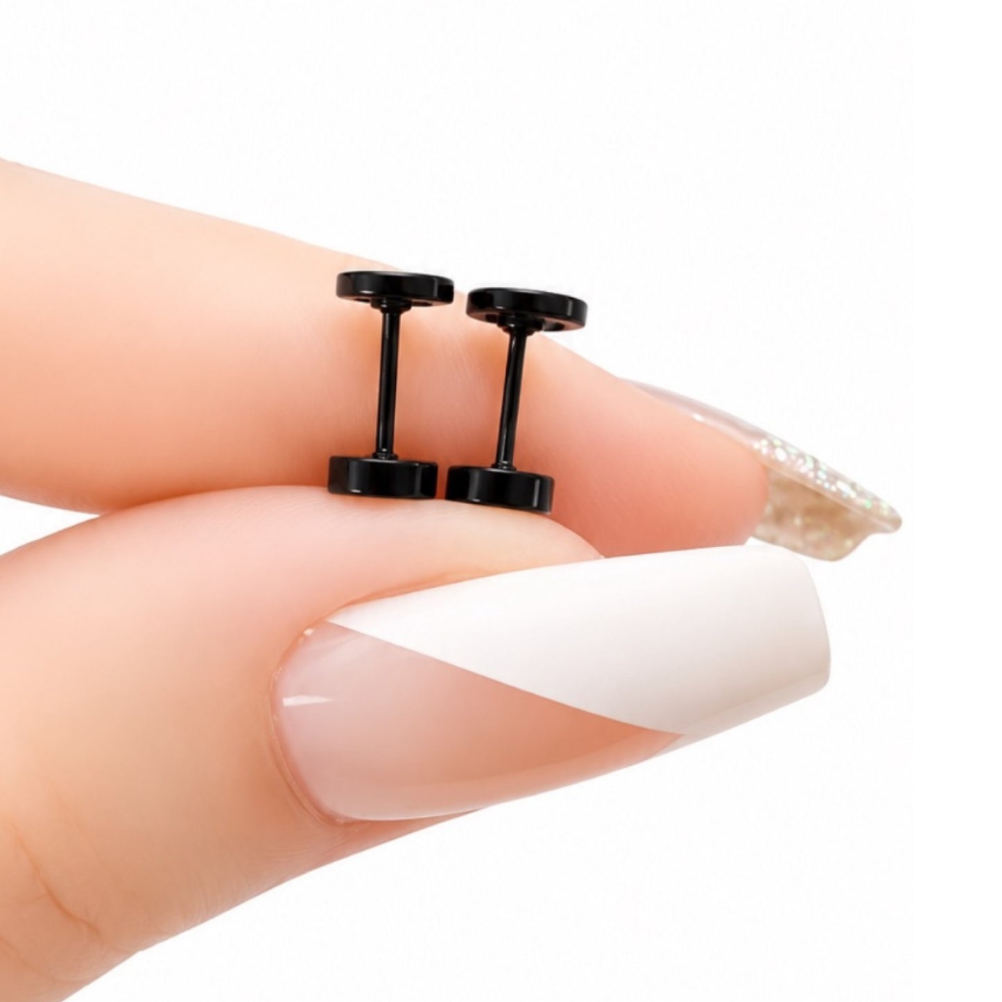 Black Circle Flat Back Stud Earrings