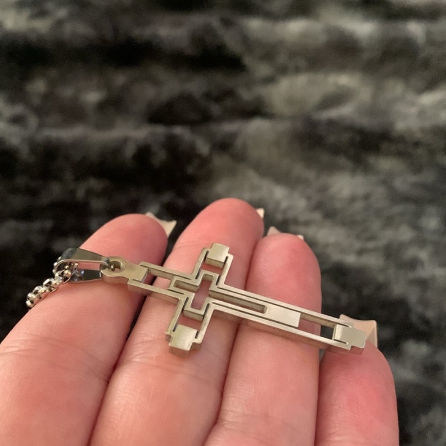 Silver Cut Out Cross Necklace