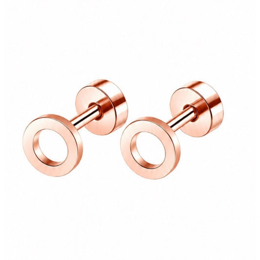 Rose Gold Open Circle Flat Back Stud Earrings