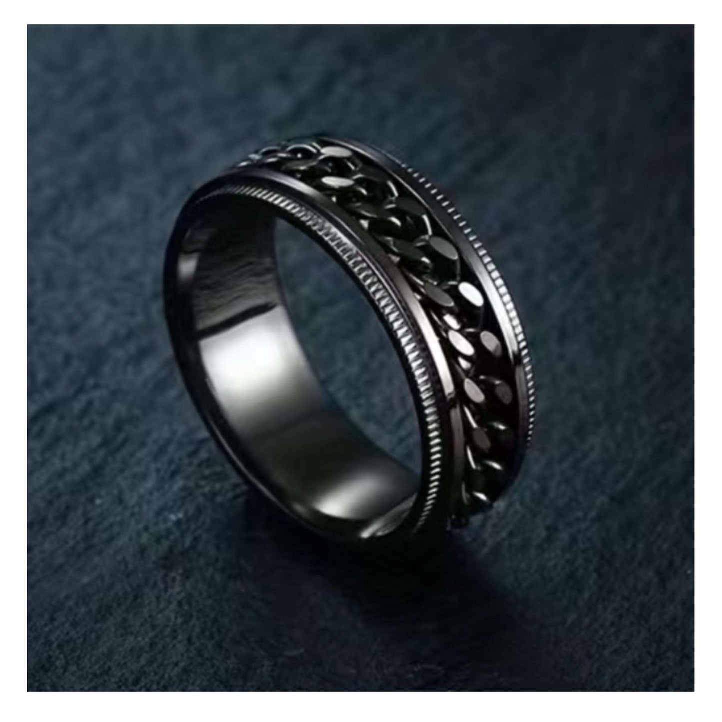 Black Chain Anxiety Fidget Spinner Ring