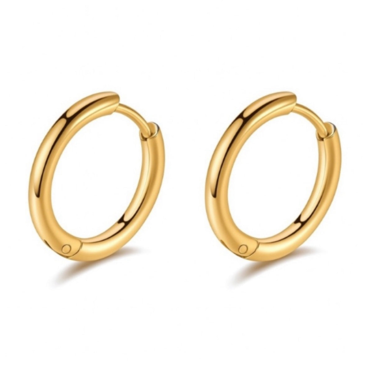 Gold Hinged Huggie Hoop Earrings 16mm