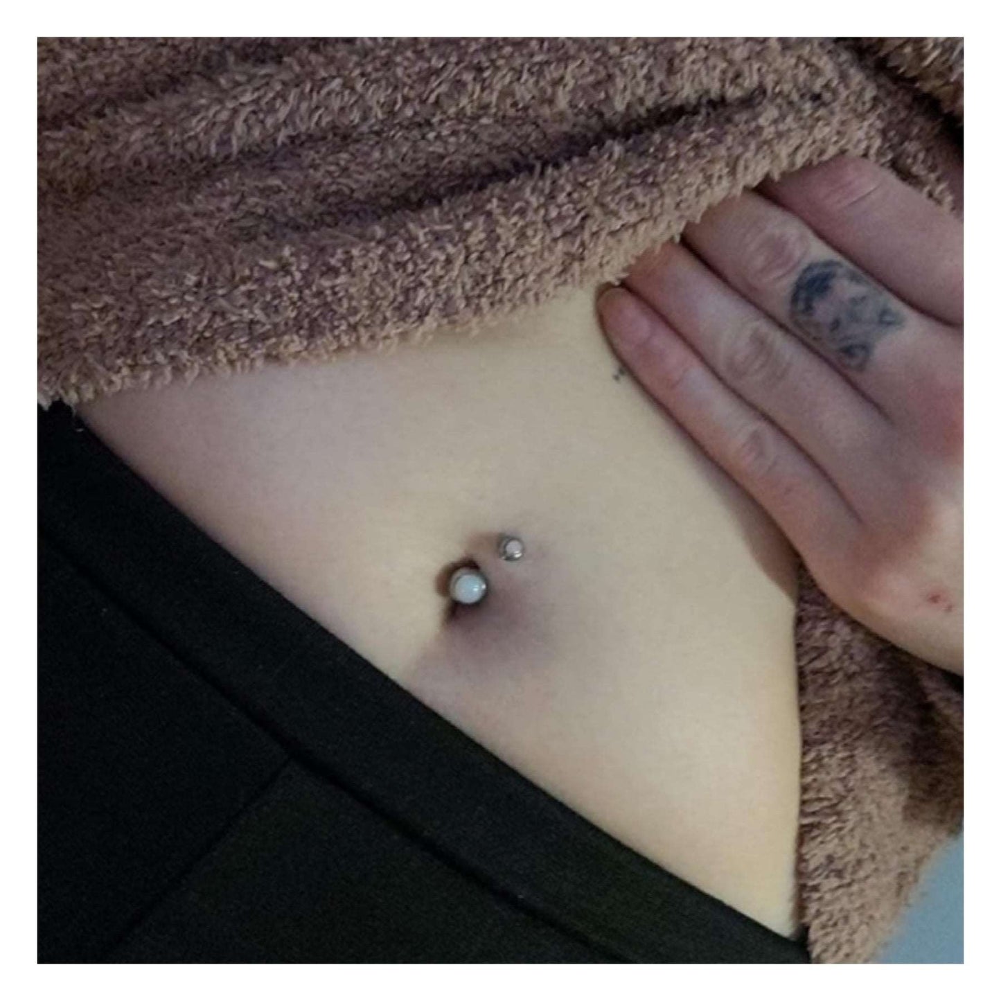 Rose Gold Opal Navel Belly Button Ring