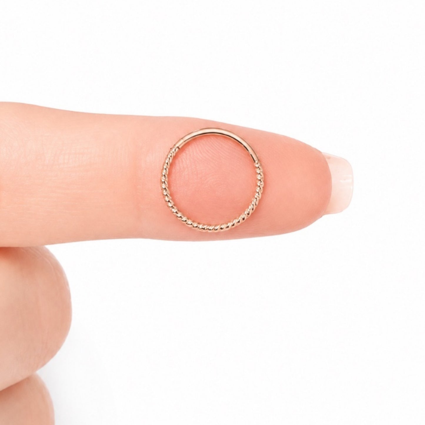 Rose Gold Twisted Clicker Hoop Ring