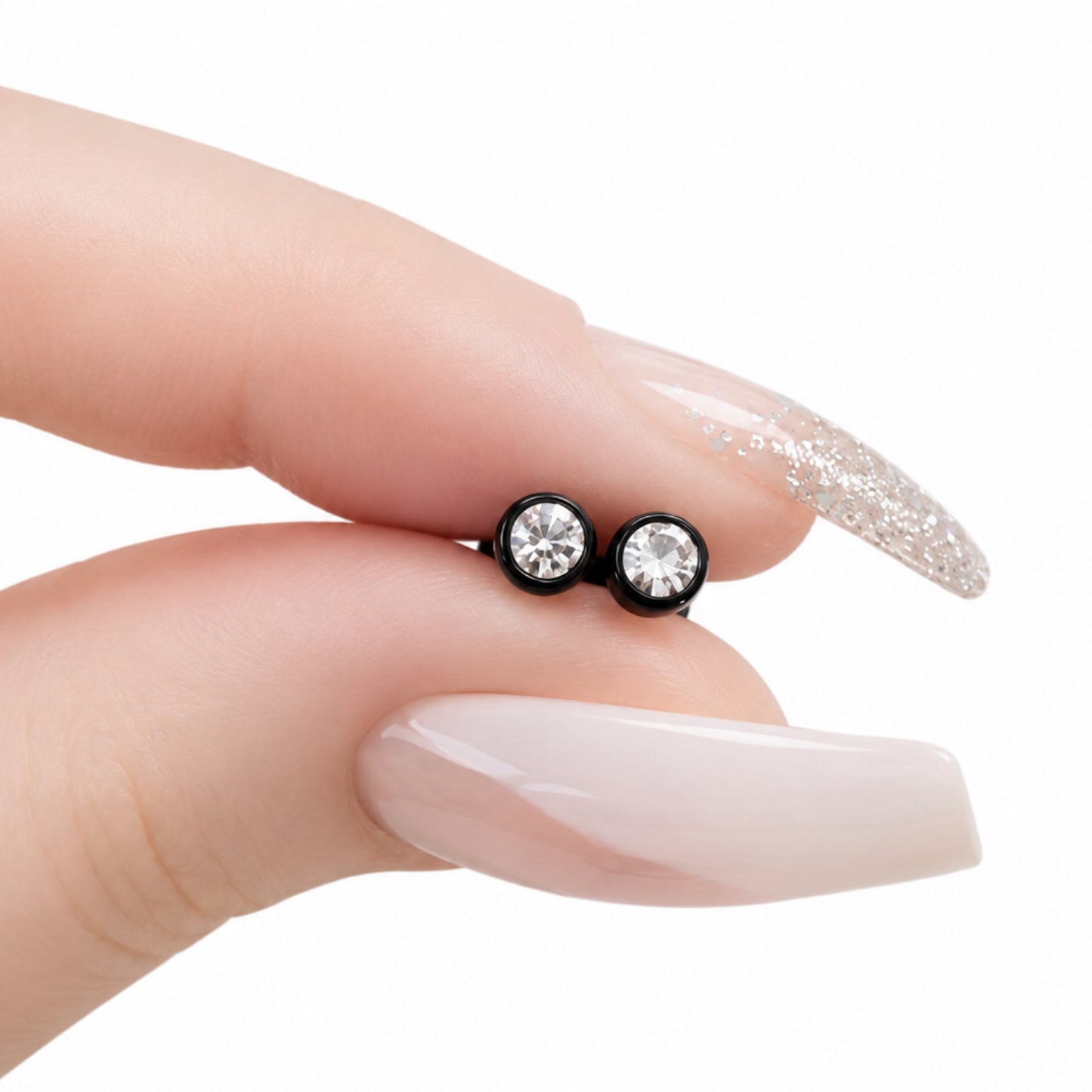 Clear Round CZ Flat Back Stud Earrings