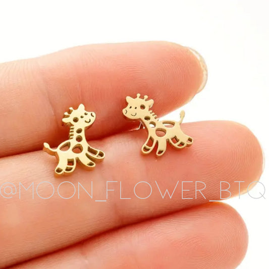 Tiny Gold Giraffe Stud Earrings