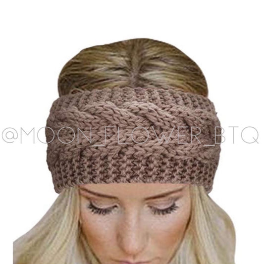 Vegan Chunky Knit Headband Ear Warmer Tan