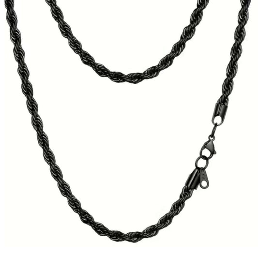 Black Stainless Steel Rope Chain Style Necklace