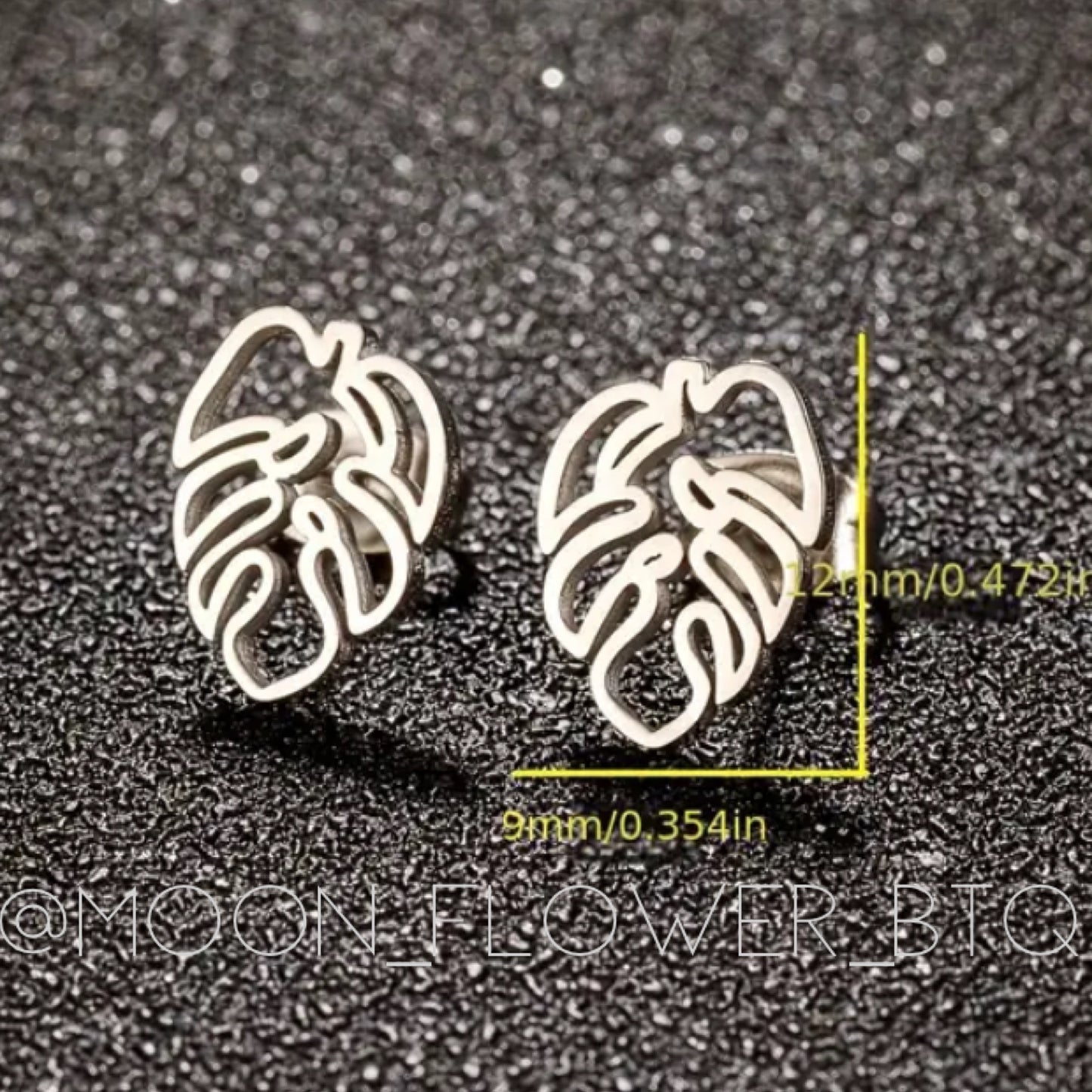 Tiny Silver Tropical Leaf Cutout Stud Earrings