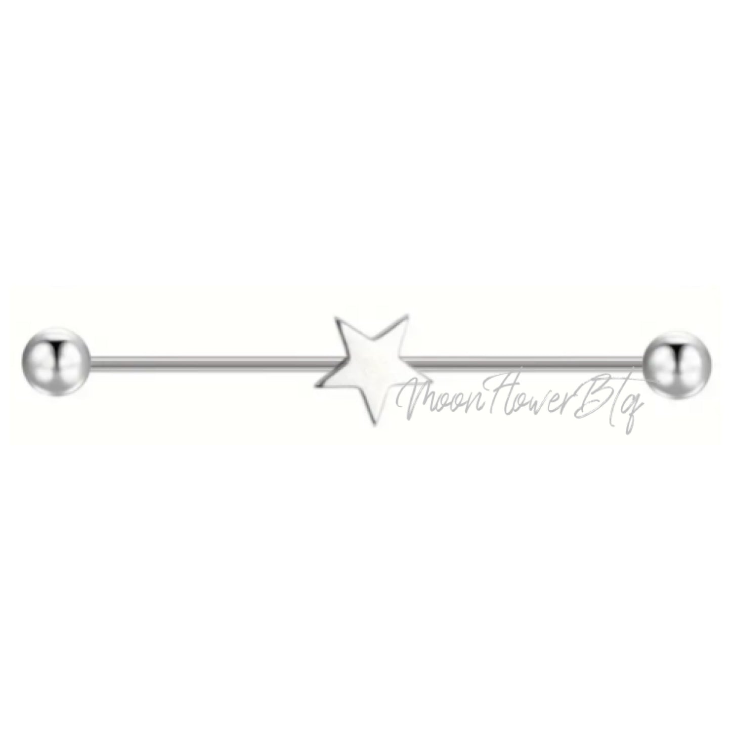 Silver Star Industrial Barbell Earring