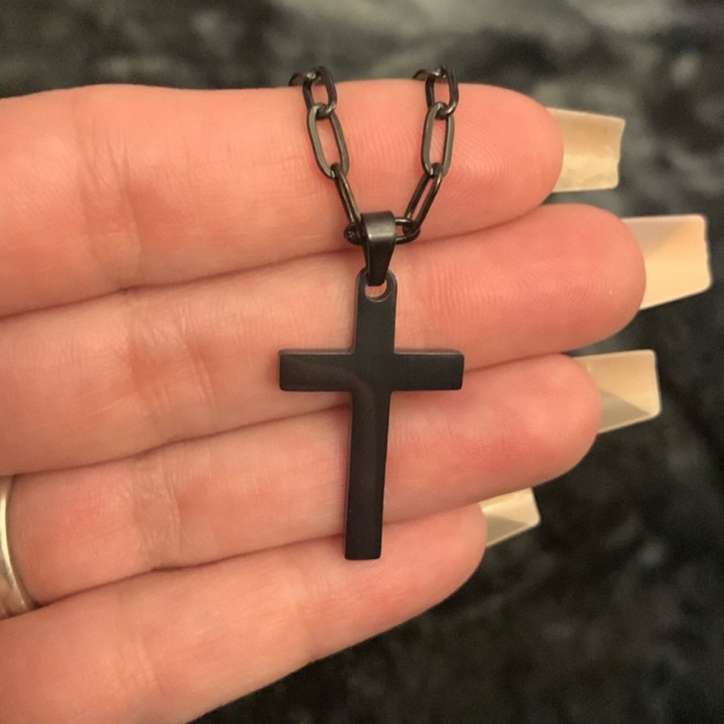 Simple Minimalist Black Cross Necklace