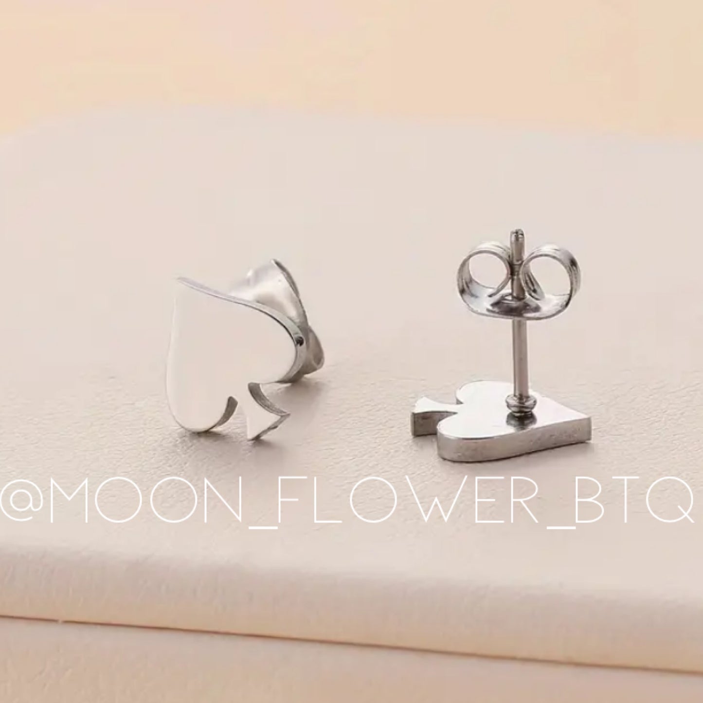 Tiny Silver Spade Stud Earrings