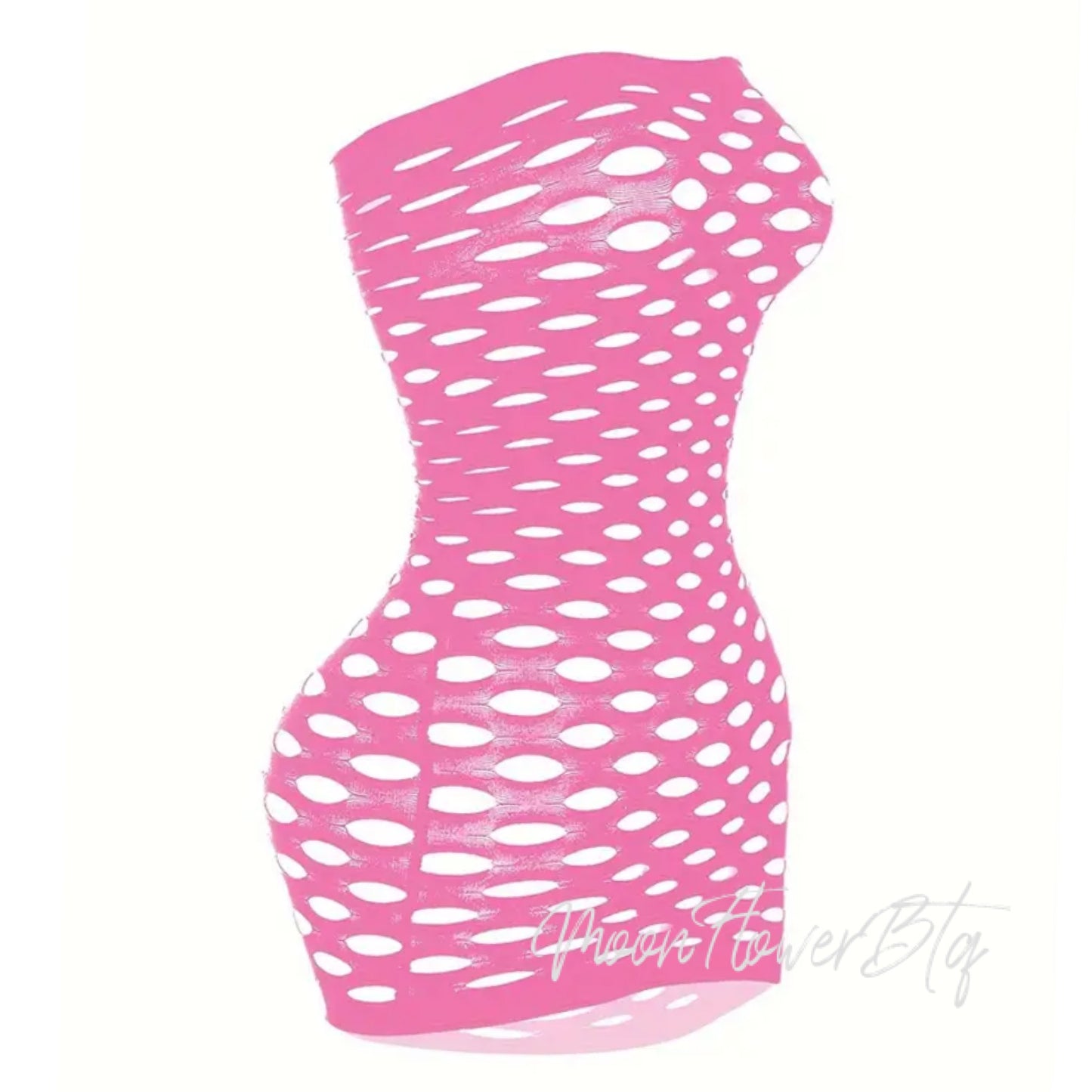 Sexy Pink Mesh Fishnet Mini Dress