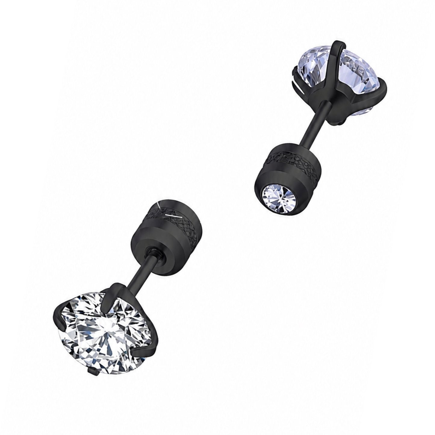 Black Stainless Steel 8mm CZ Double Ended Stud Earring
