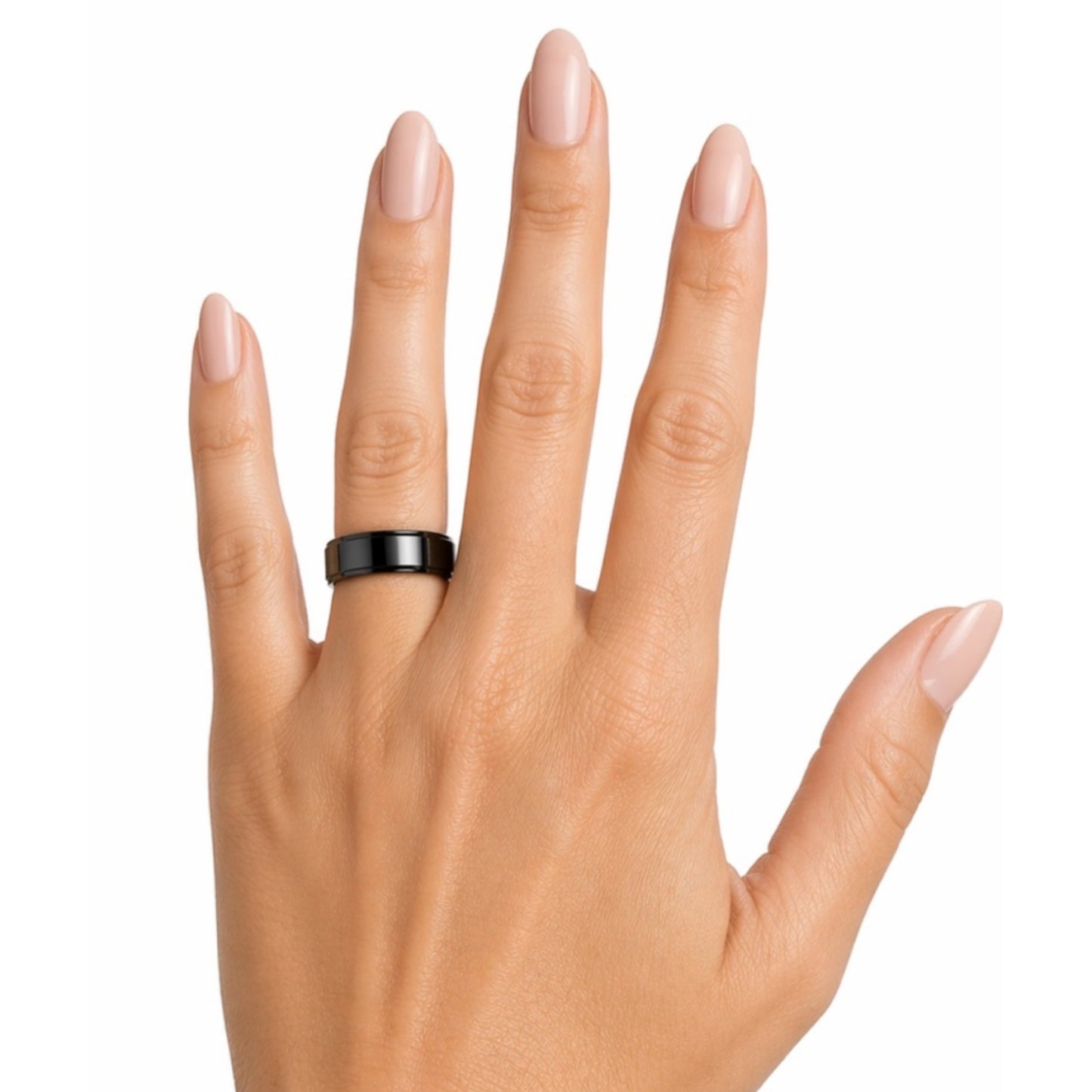 Black Stainless Steel Spinner Ring – Minimalist Rotating Fidget Band