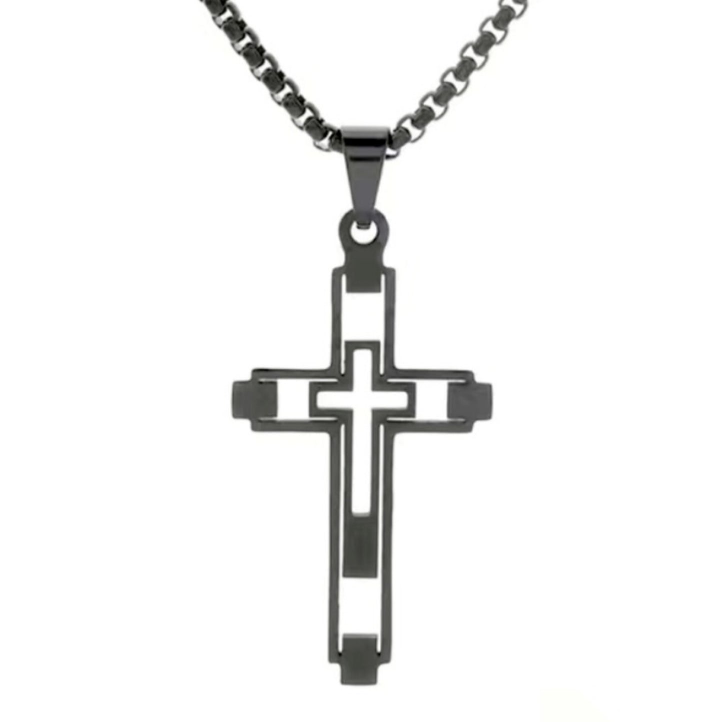 Black Cut Out Cross Necklace