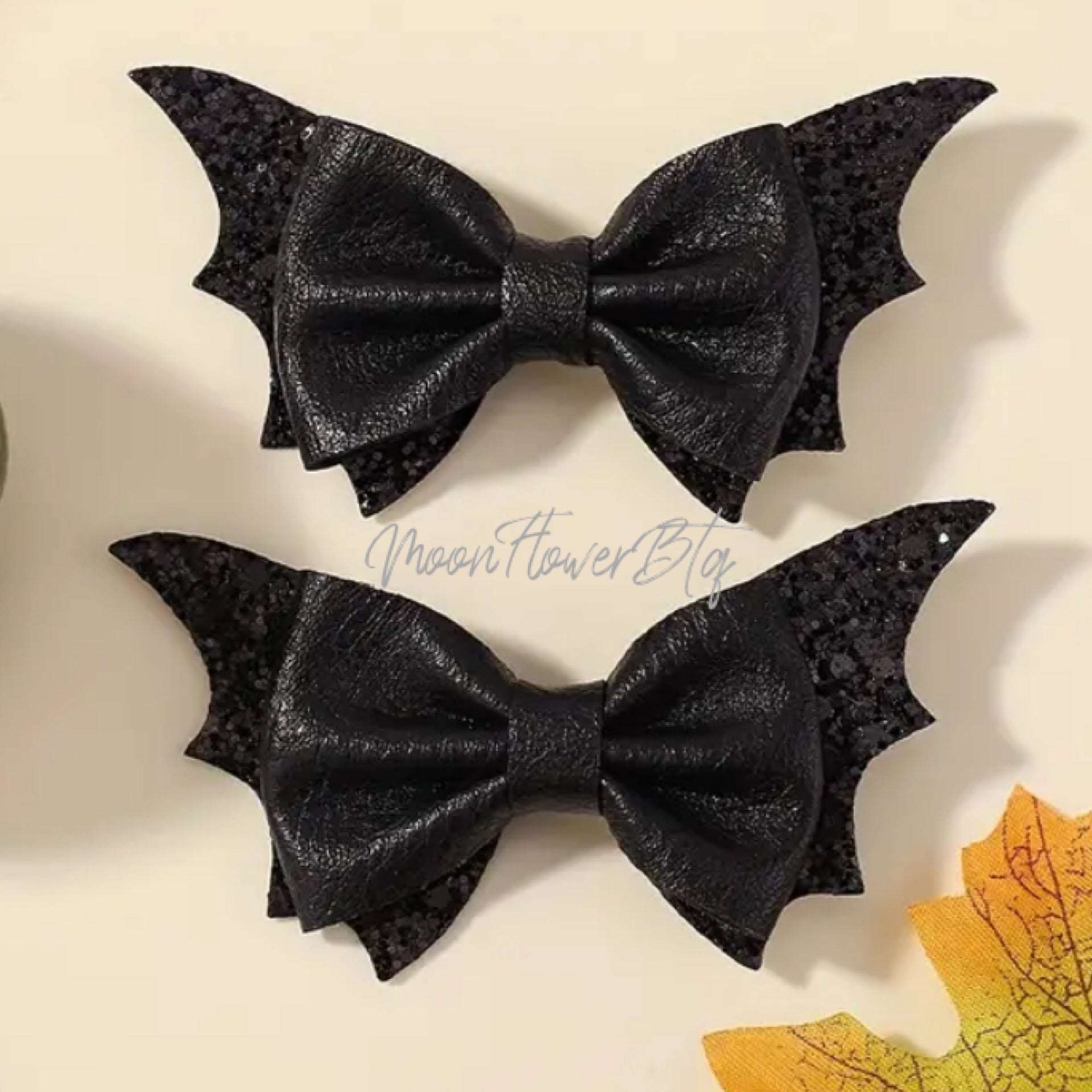 Gothic Punk Black Bat Bow Hair Clips - 2pcs