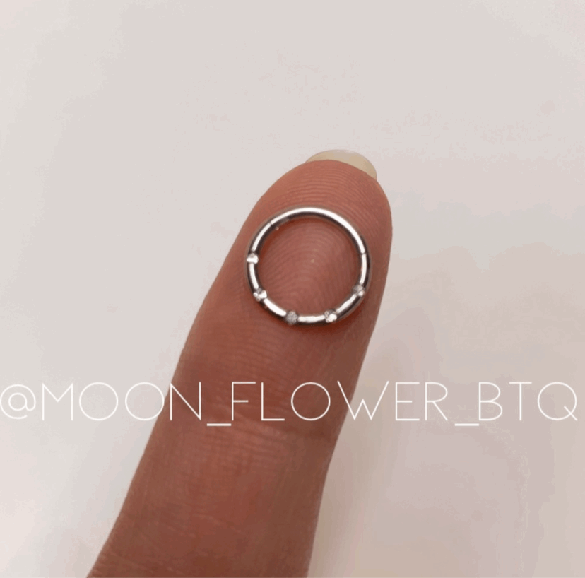 Silver CZ Clicker Style Hoop Septum Ring