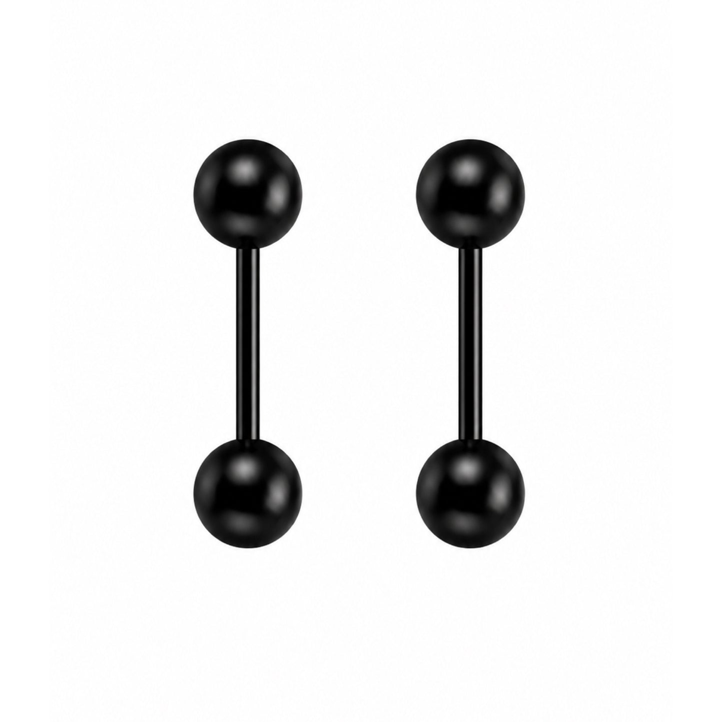 Black Stainless Steel Barbell Earrings – 18G 5mm