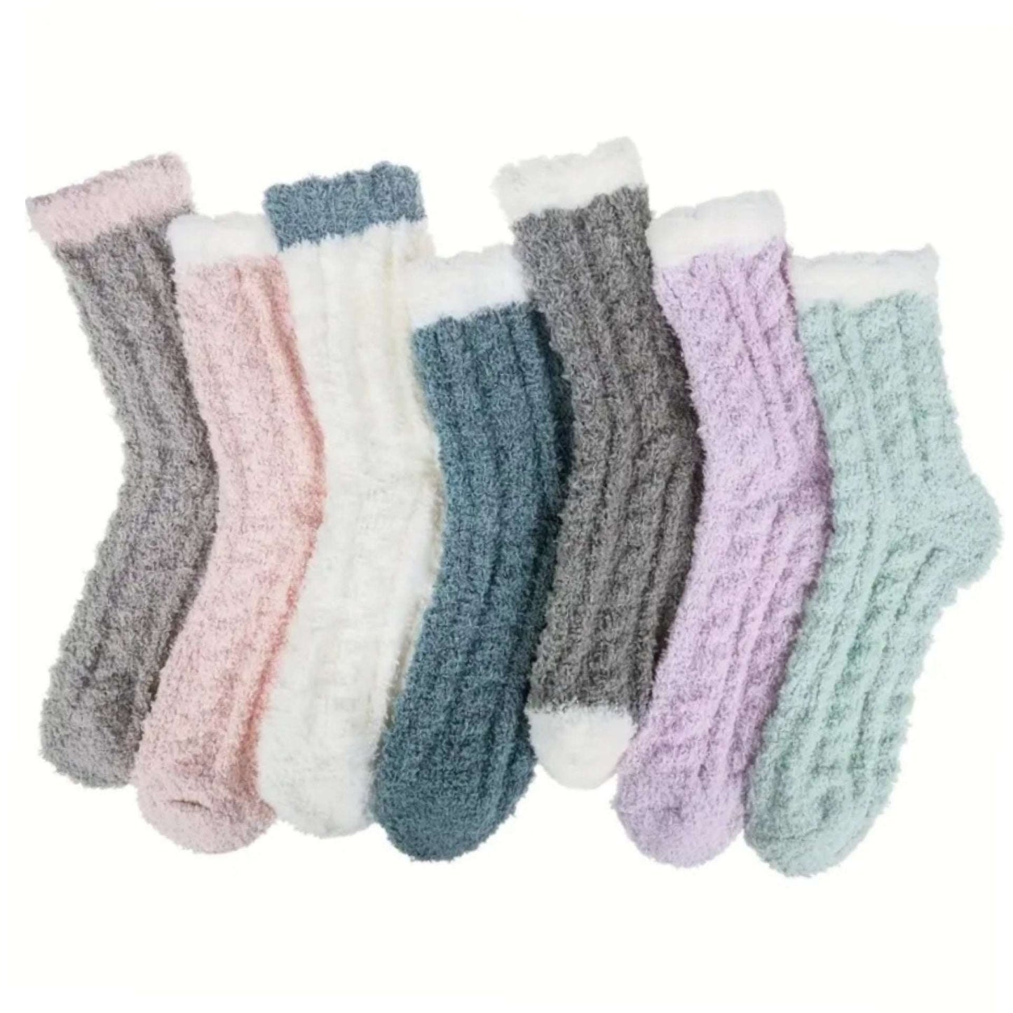 8 Pairs Cozy Plush Fuzzy Socks – Soft Winter Lounge Socks in Pastel Colors