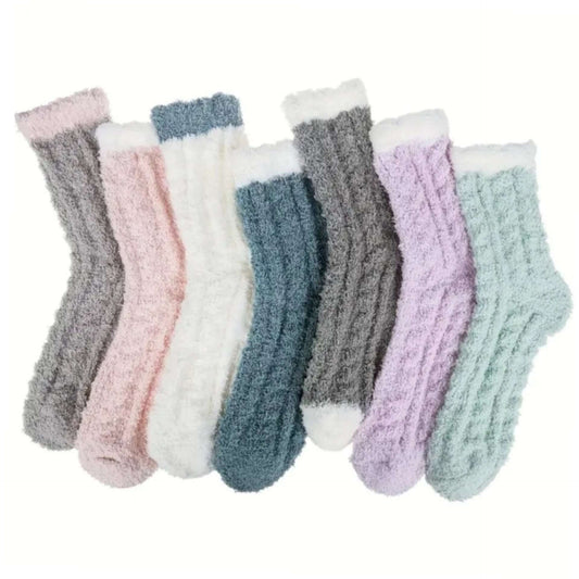 8 Pairs Cozy Plush Fuzzy Socks – Soft Winter Lounge Socks in Pastel Colors