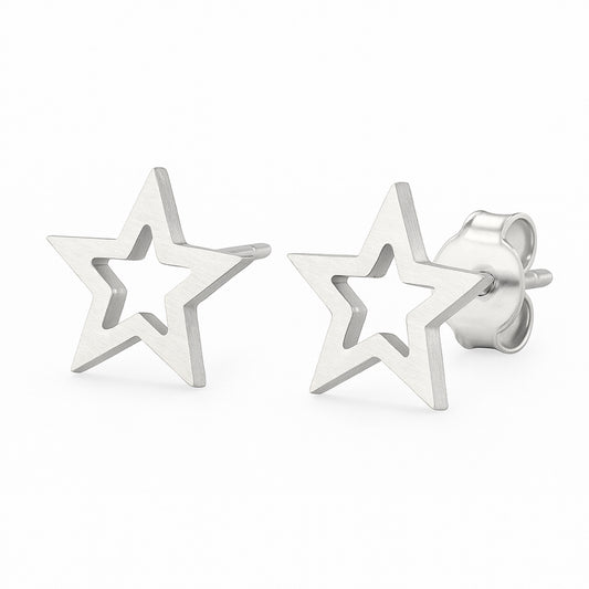 Silver Star Cutout Stud Earrings