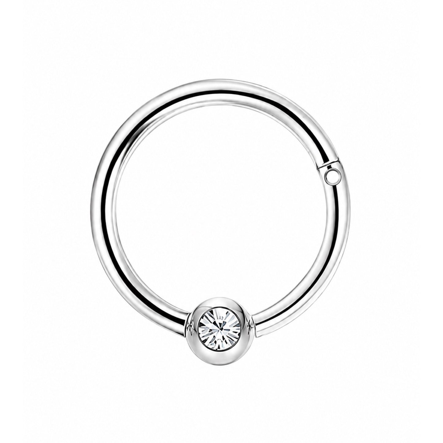 Clear CZ Clicker Hoop Ring