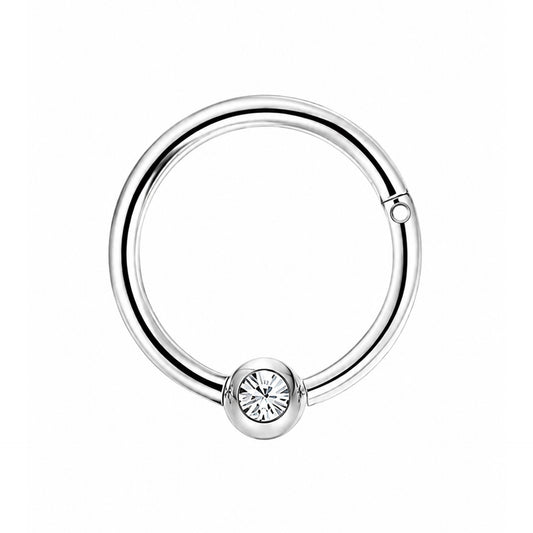 Clear CZ Clicker Hoop Ring