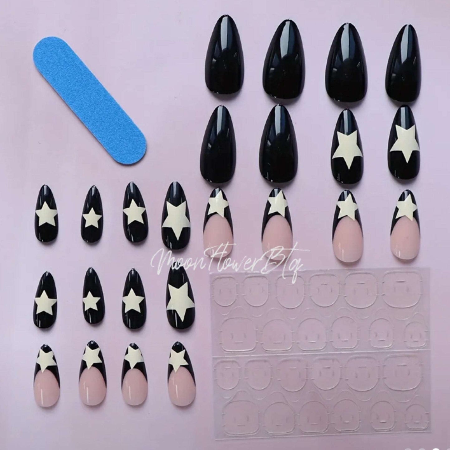 French Star Almond-Shaped Press-On Nails Set