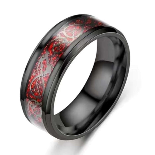 Red and Black Tribal Dragon Ring