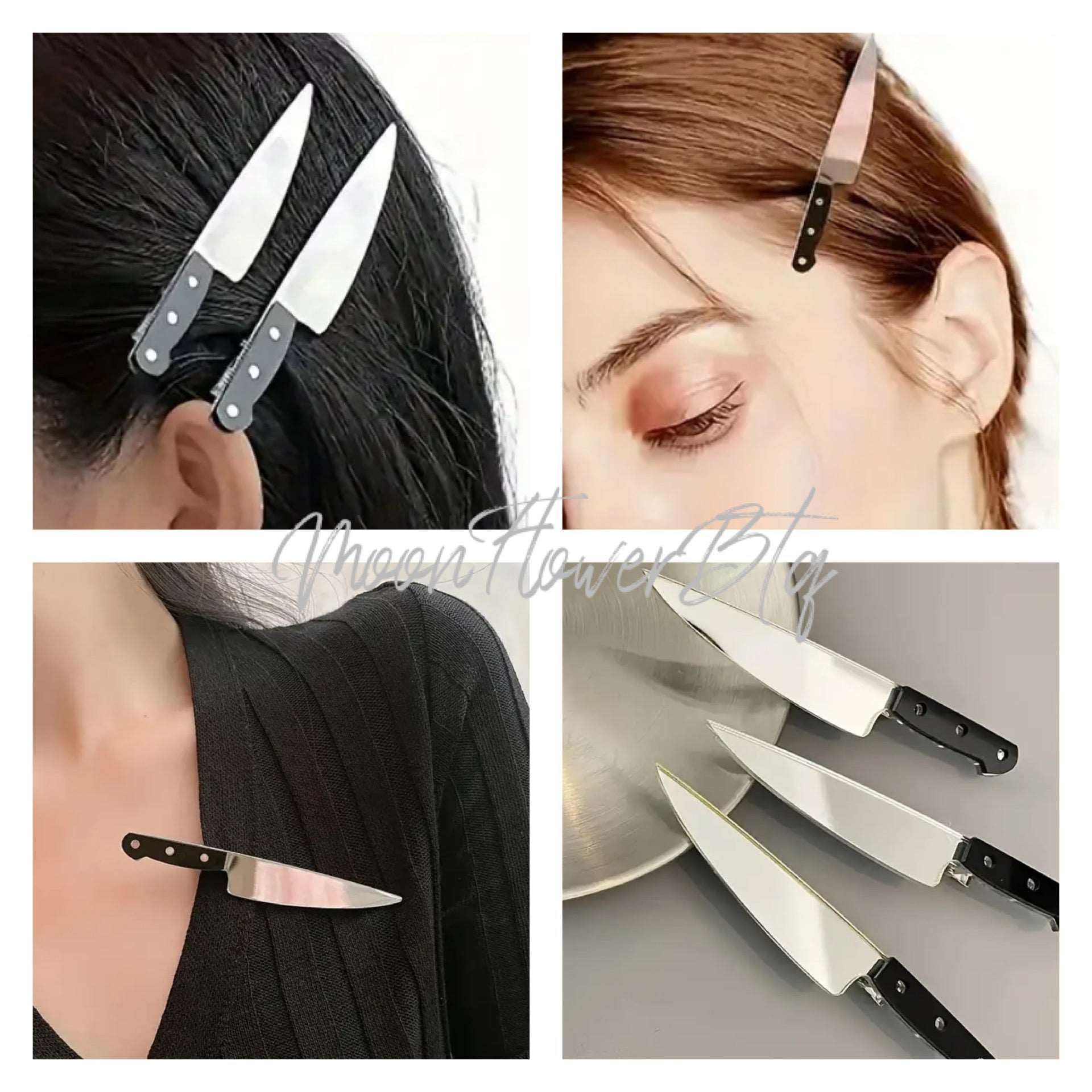 Punk Goth Kitchen Knife Hair Clip Set - 3pcs