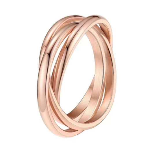 Rose Gold Triple Interconnected Stainless Steel Anxiety Fidget Ring