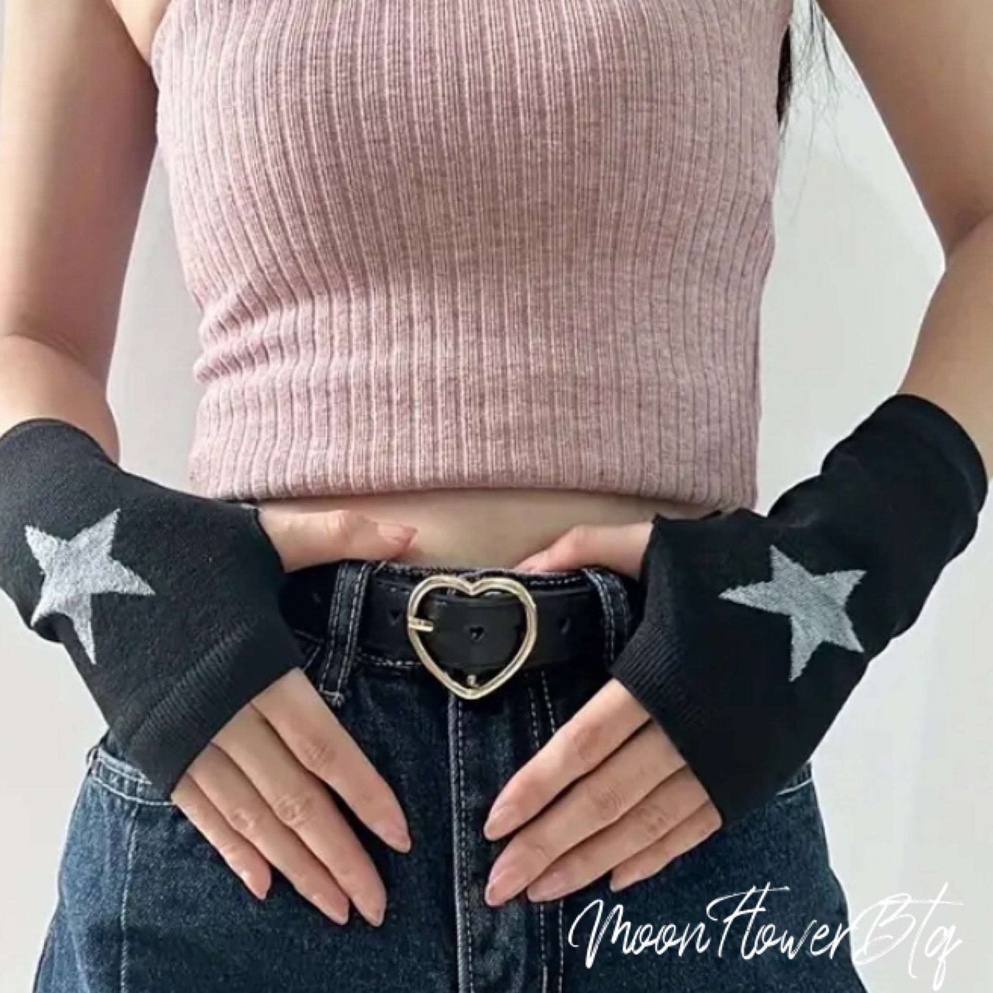 Black Star Fingerless Gloves