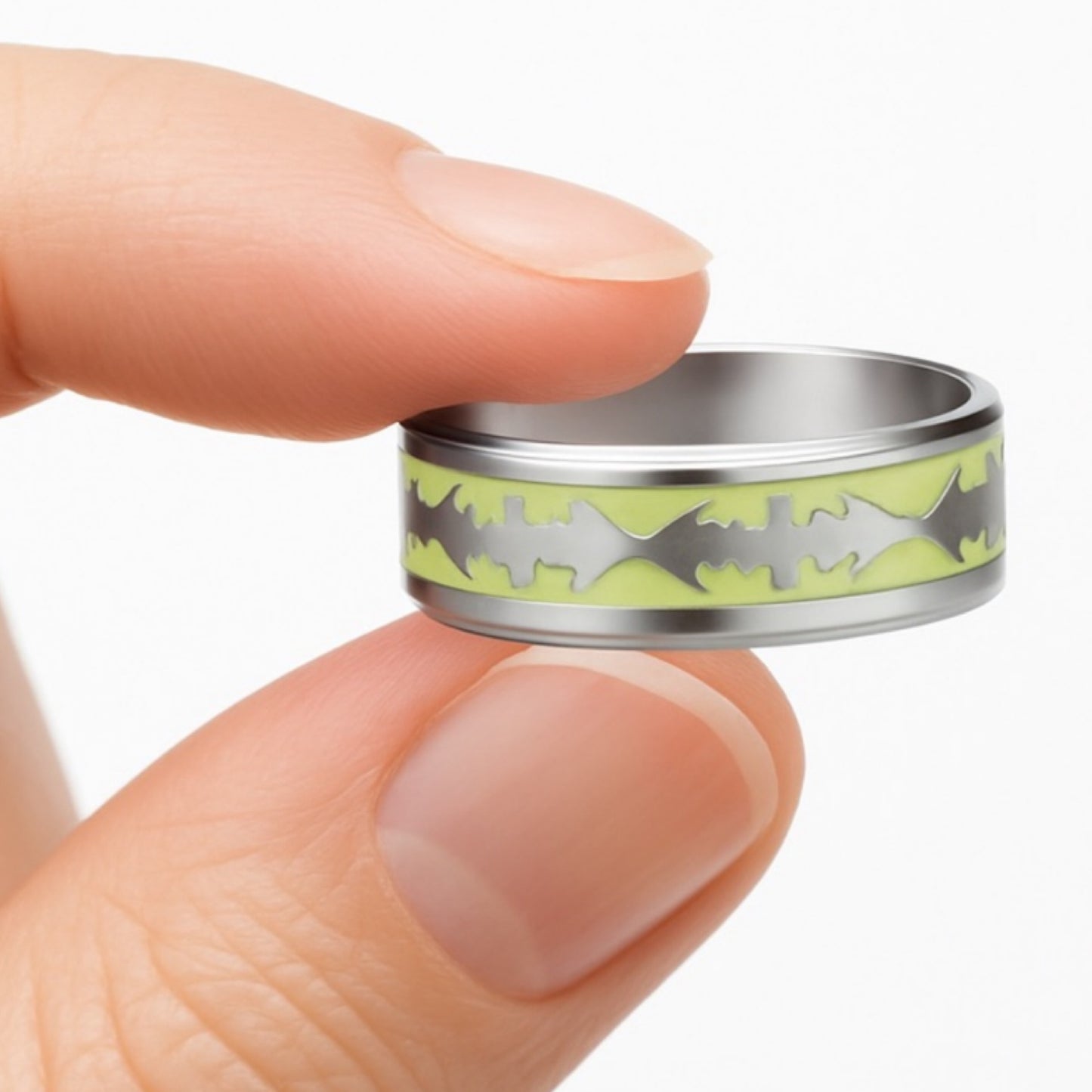 Glow in the Dark Bat Ring | Stainless Steel Band | Luminous Batman Style Jewelry