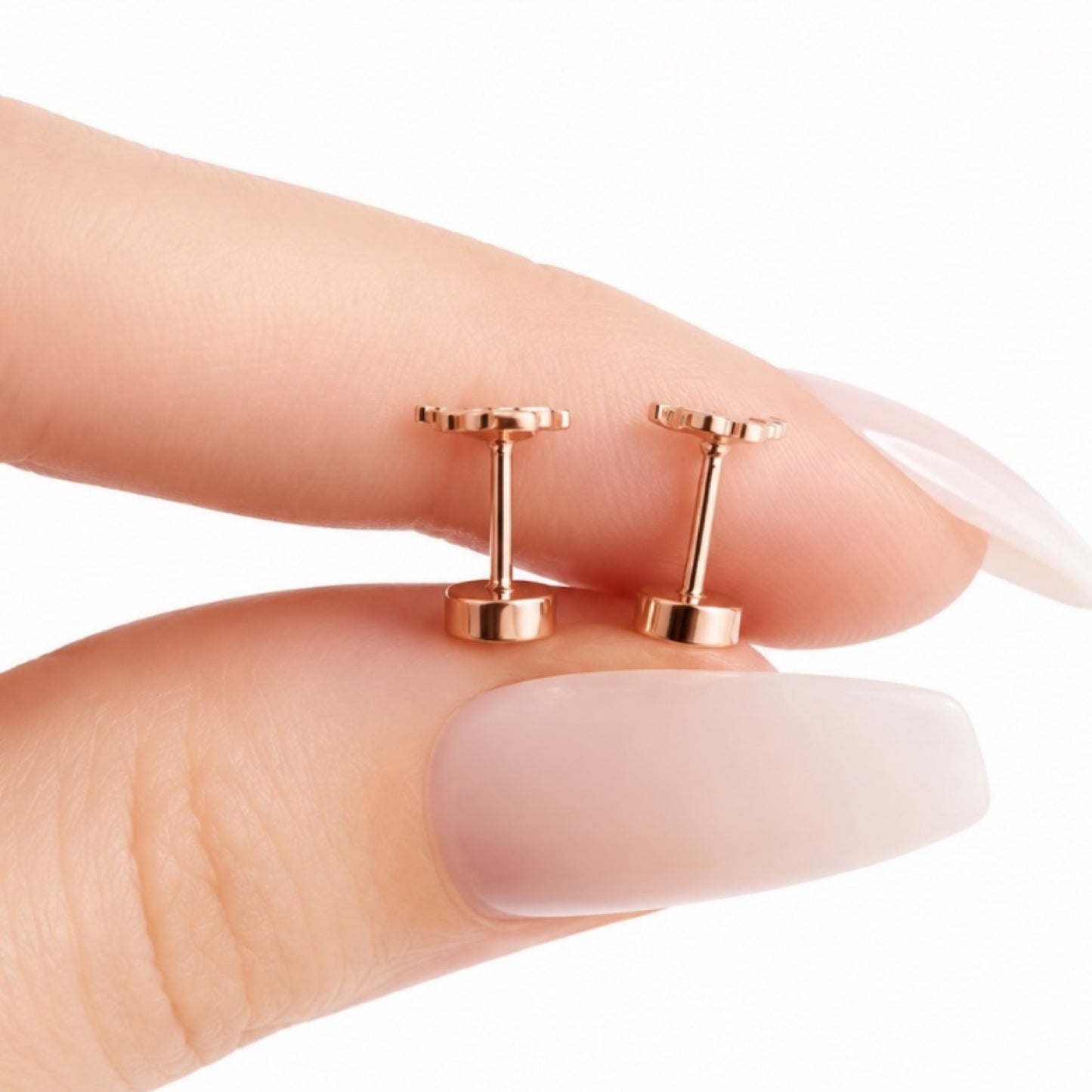 Rose Gold Snake Flat Back Stud Earrings