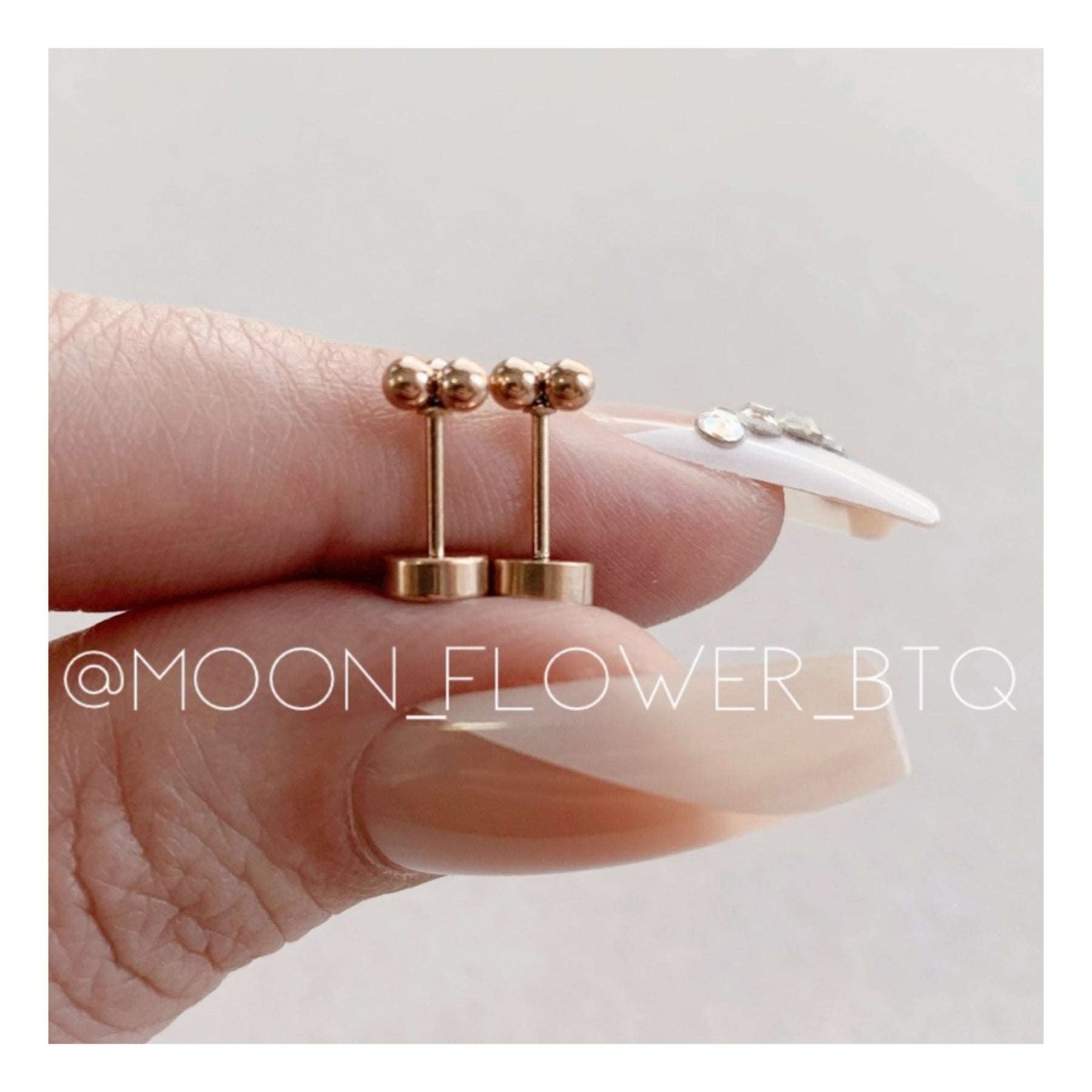 Tiny Rose Gold Triple Ball Dot Earrings