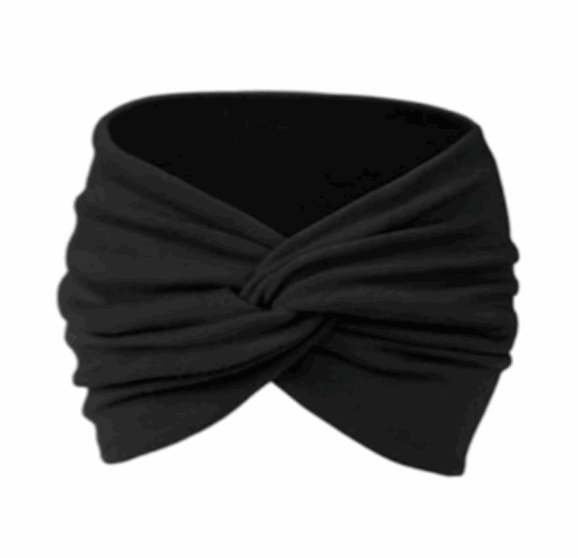 Black Wide Twist Turban Headband Ear Warmer