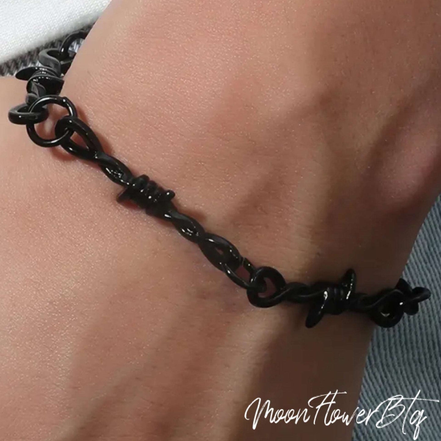 Black Barbed Wire Chain Bracelet