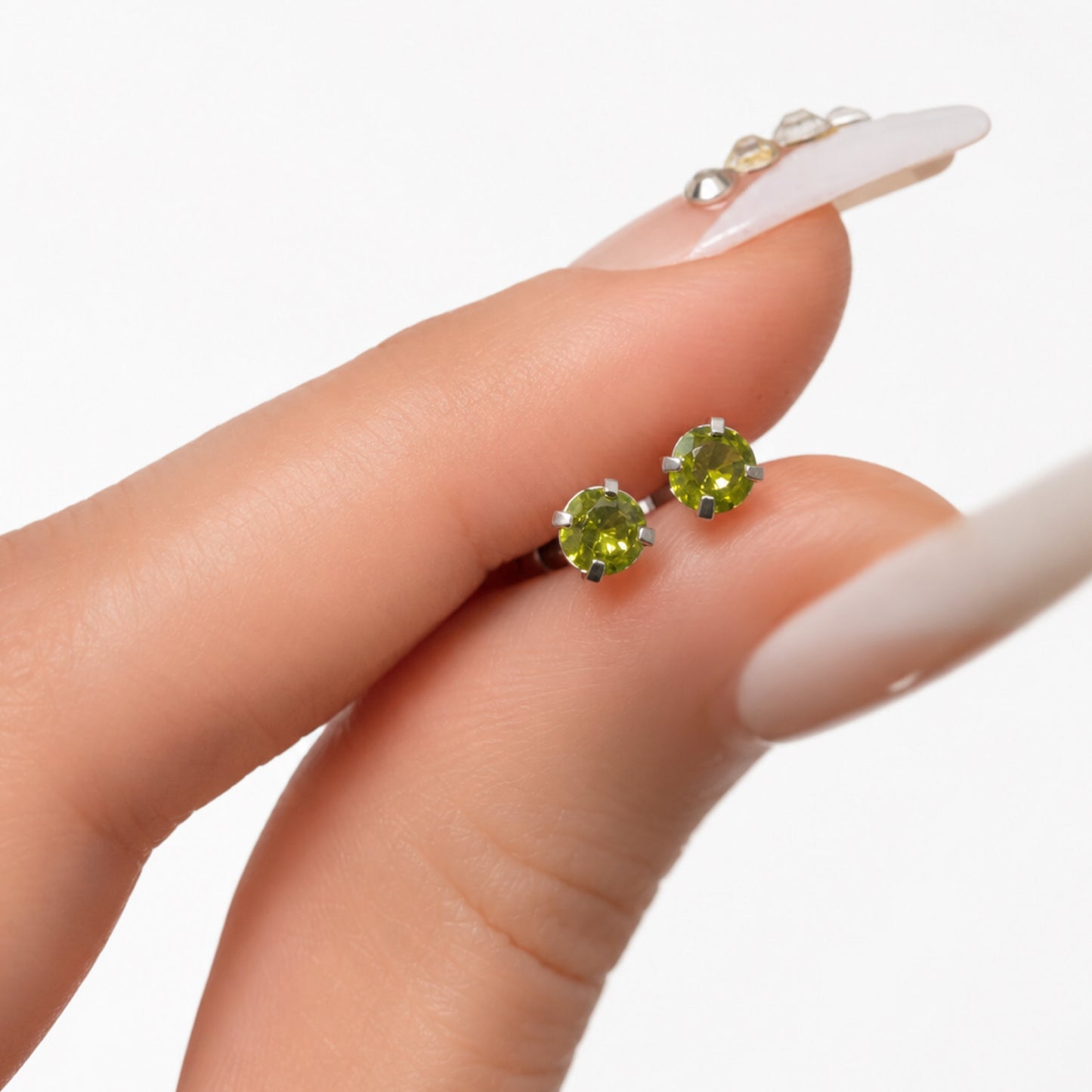 Olive Green CZ Double Ended Screw Back Stud Earrings