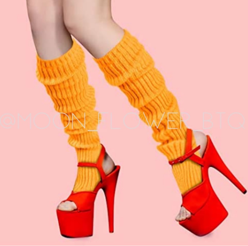 Orange Leg Warmers Toeless Yoga Dance Socks