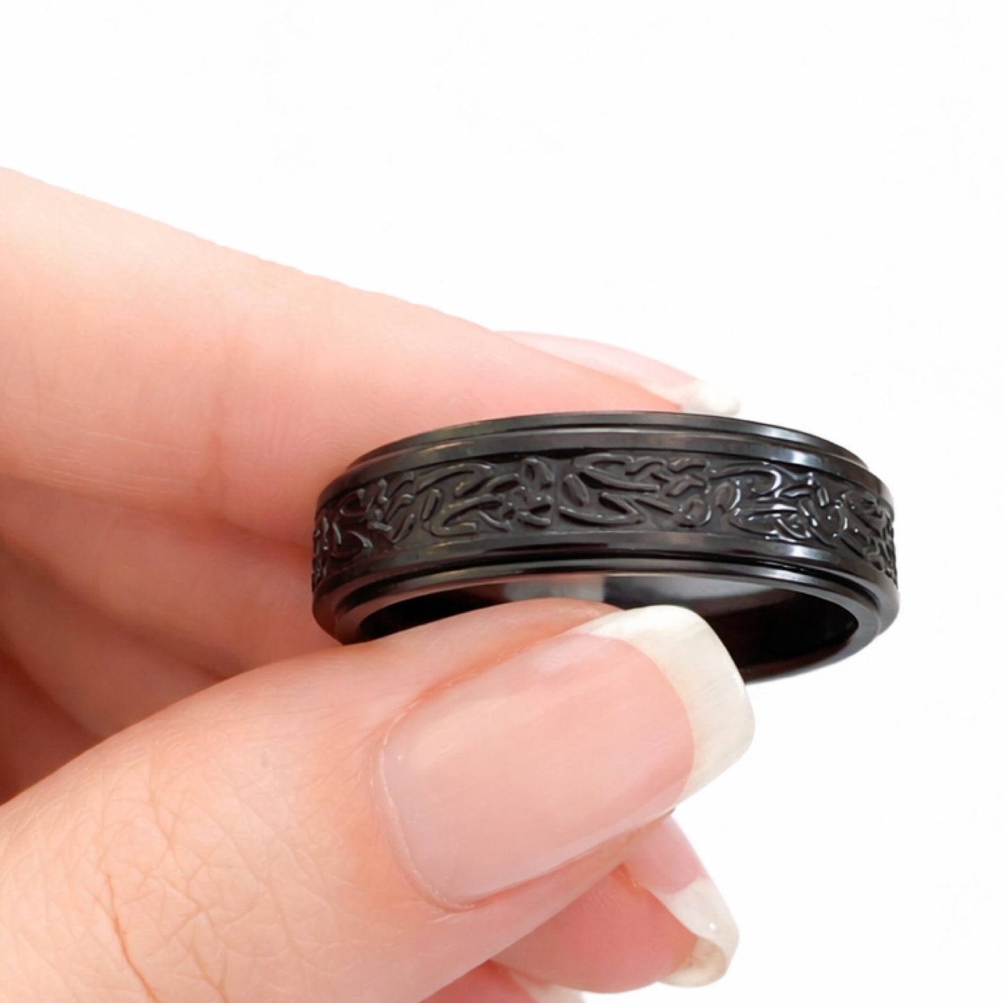 Black Stainless Steel Celtic Fidget Spinner Ring