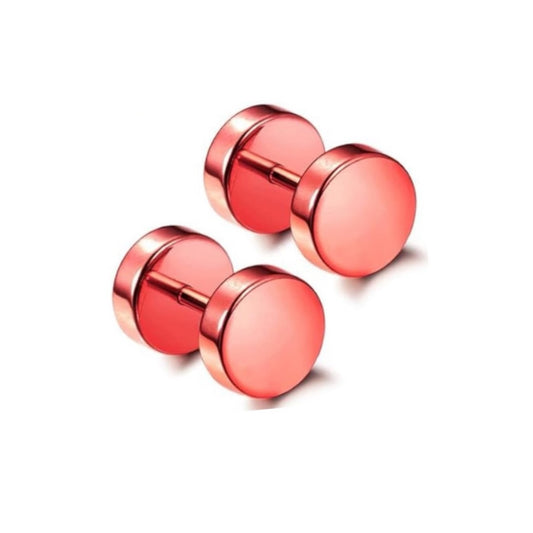 Red Flat Barbell Earrings 6mm