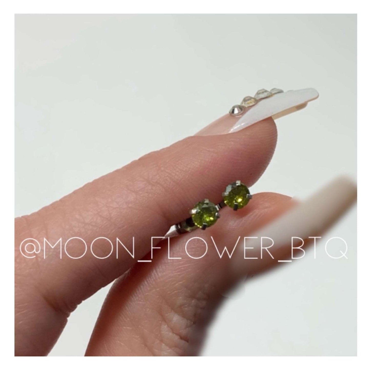 Olive Green CZ Double Ended Earrings