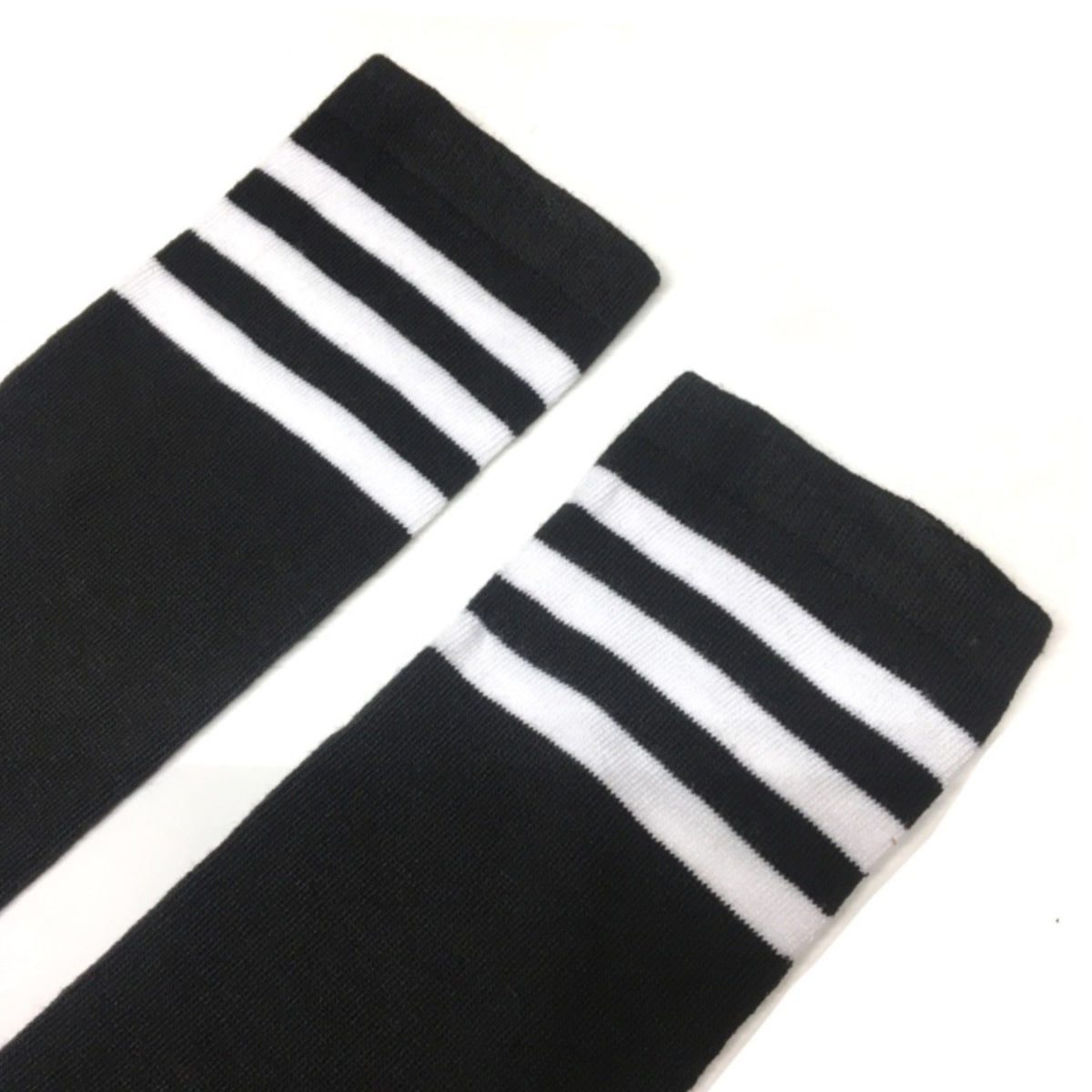 Black White Stripe Thigh High Socks