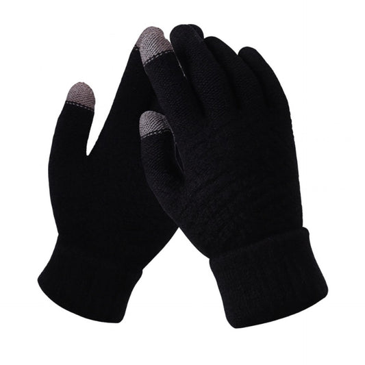 Black Touchscreen Knit Winter Gloves – Thermal Warm Unisex