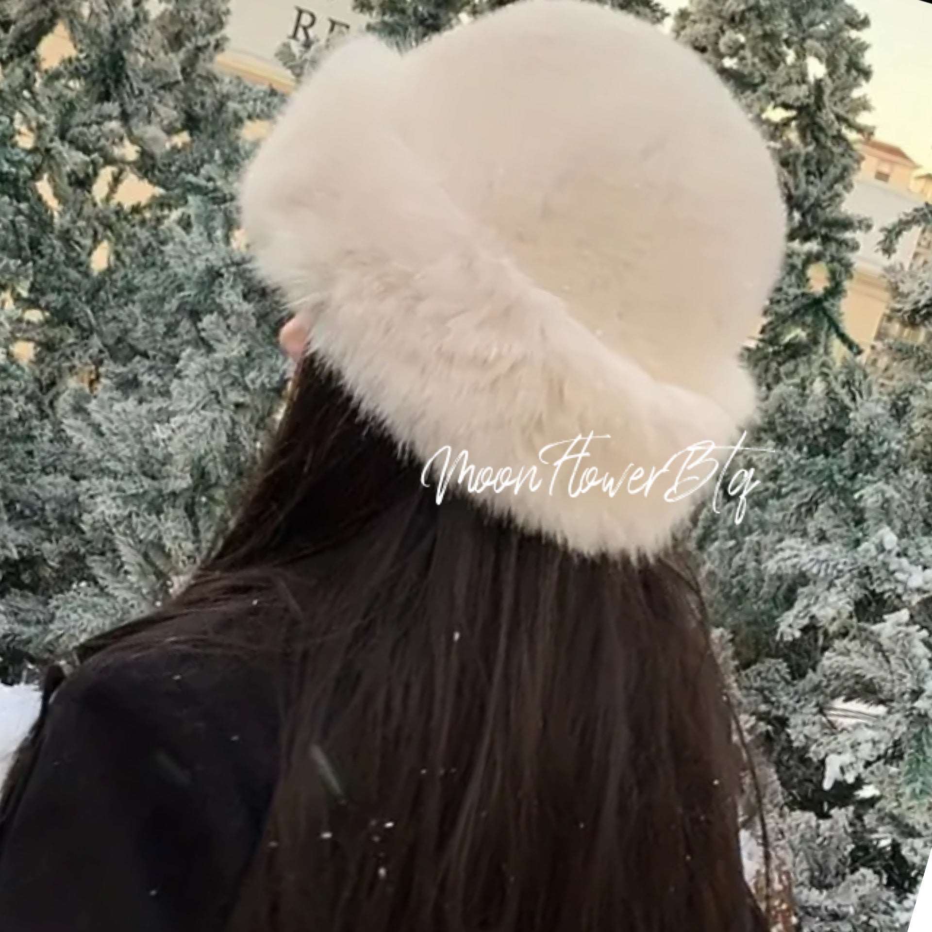 Off White Faux Fur Winter Hat