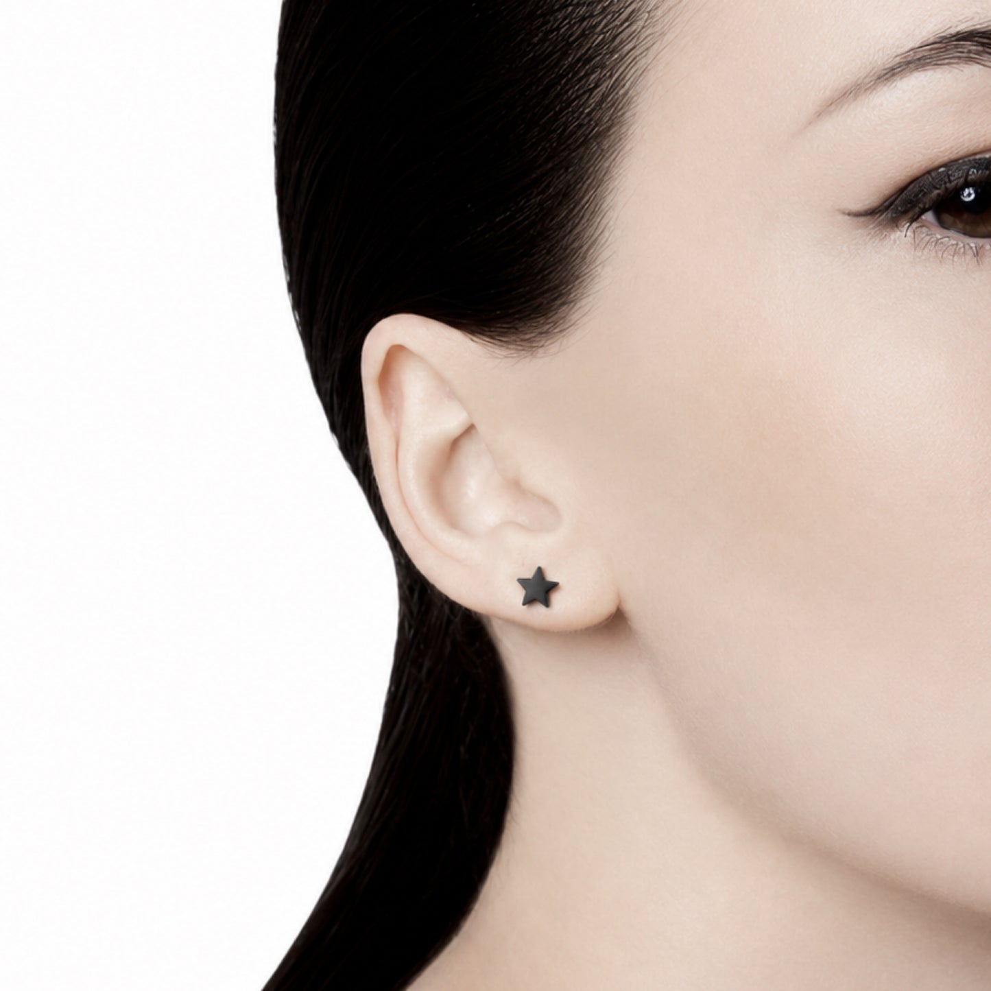 Tiny Black Star Flat Back Stud Earrings