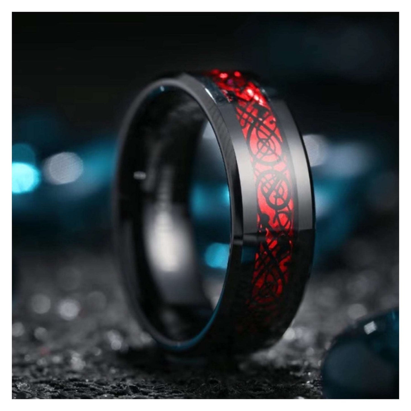 Red and Black Tribal Dragon Ring