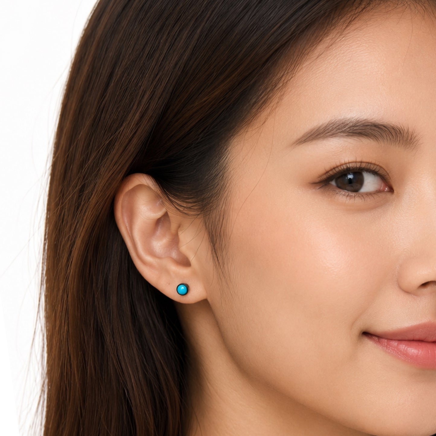 Black Turquoise Flat Back Stud Earrings
