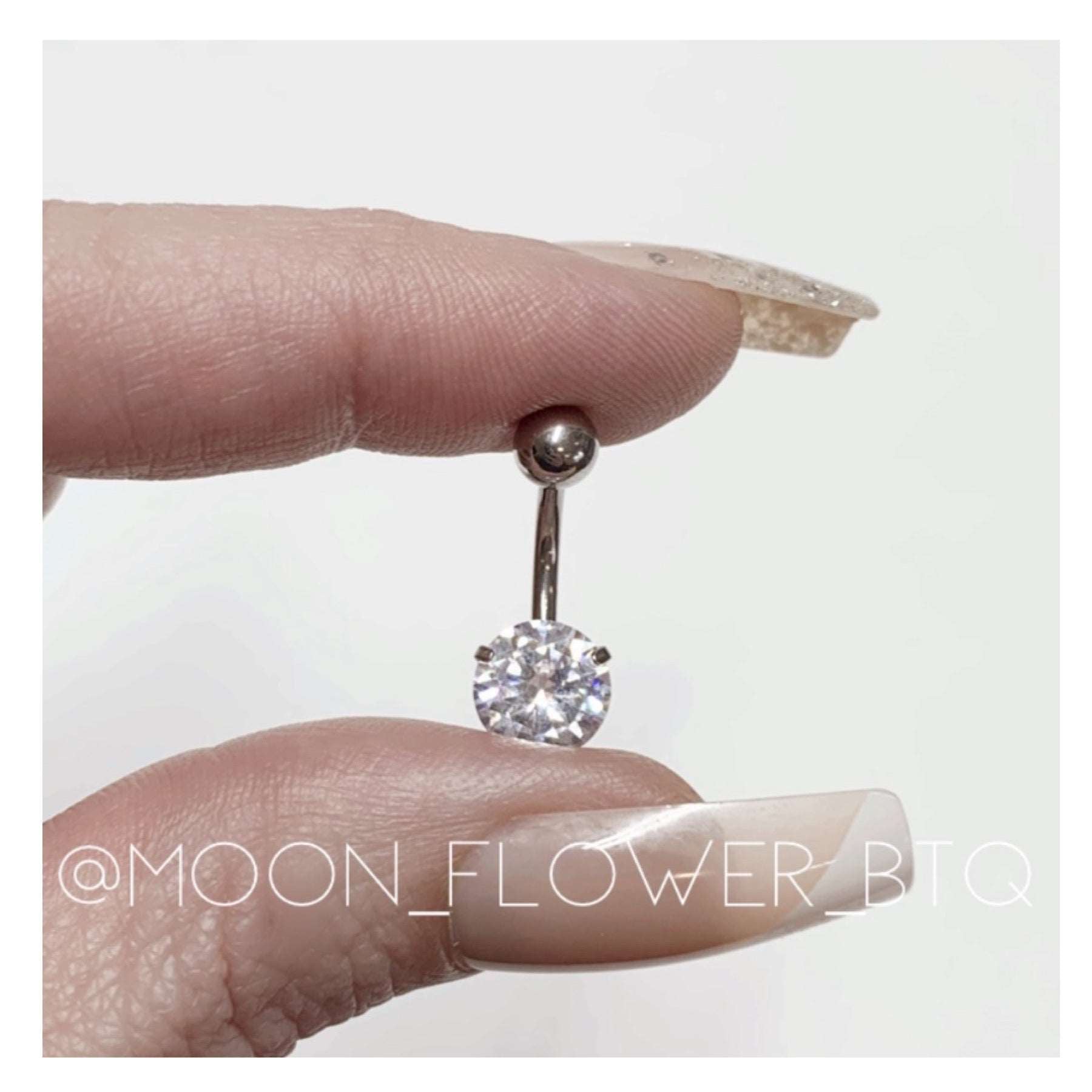 Silver CZ Belly Button Navel Ring